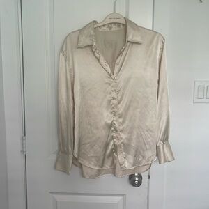 Daily Drills Silky Button Down - Champagne